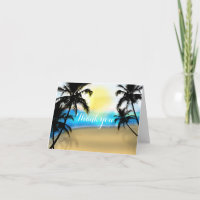 Daytime Beach & Palm Trees Tropical Thank You Card