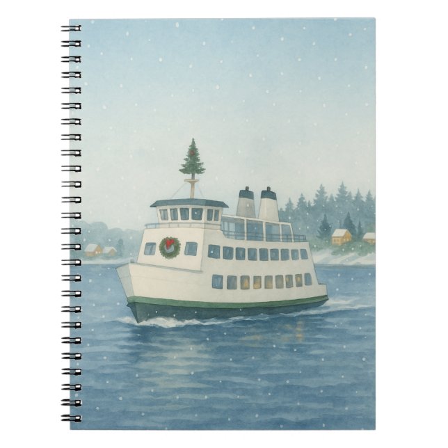 Daytime Ferry Christmas Card Notebook (Front)