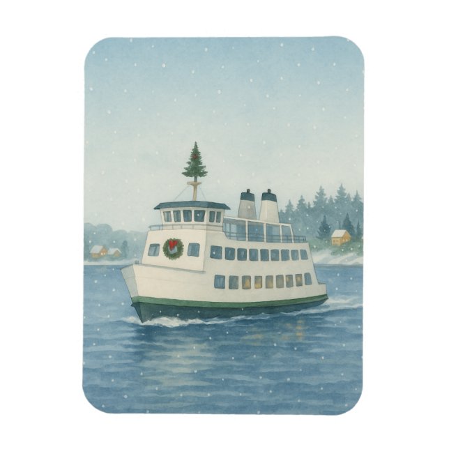 Daytime Ferry Christmas Magnet (Vertical)