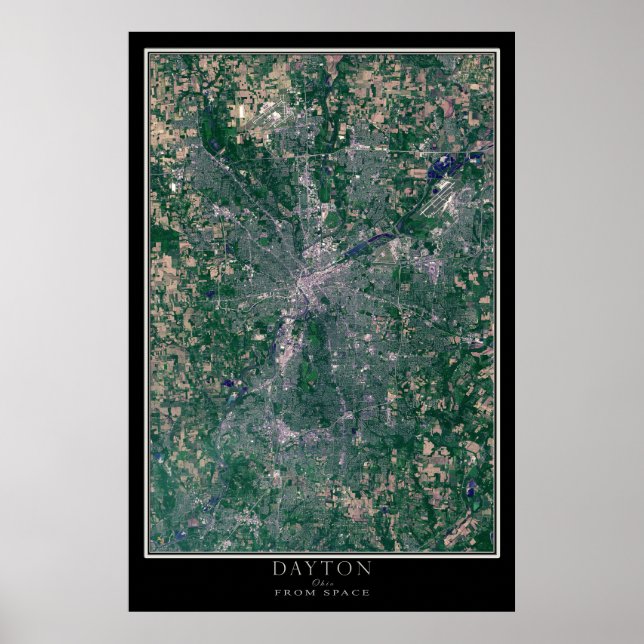 Dayton Ohio From Space Satellite Map Poster (Front)