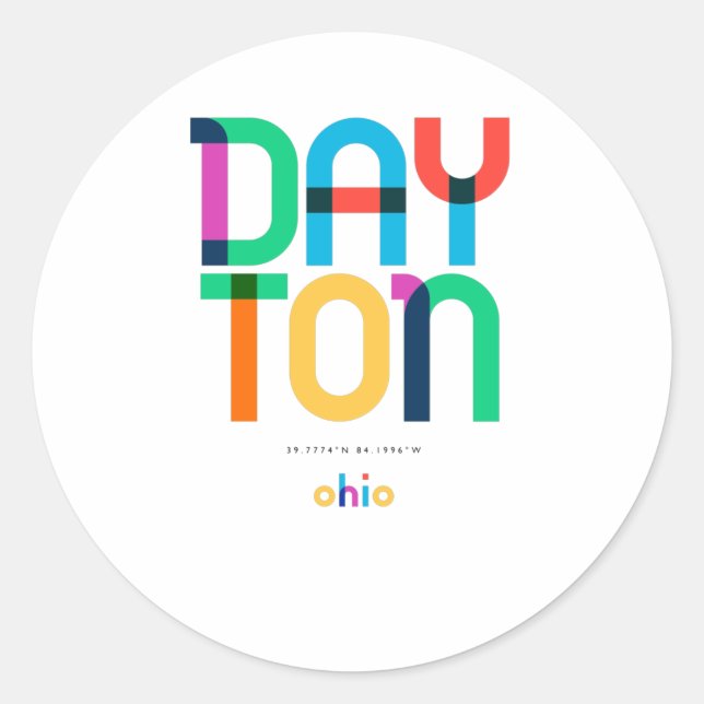 Dayton Ohio Mid Century, Pop Art, Classic Round Sticker (Front)