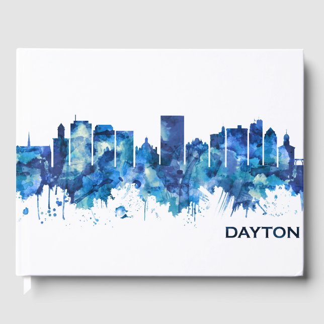 Dayton Ohio Skyline Blue Guest Book (Front)