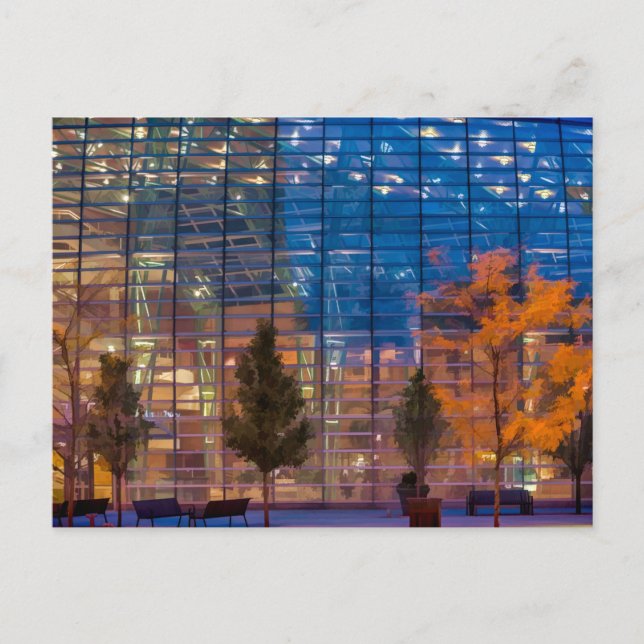 Dayton Schuster Centre at Night Postcard (Front)