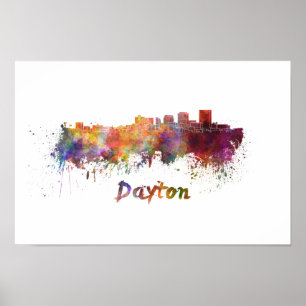 Dayton skyline in watercolor poster