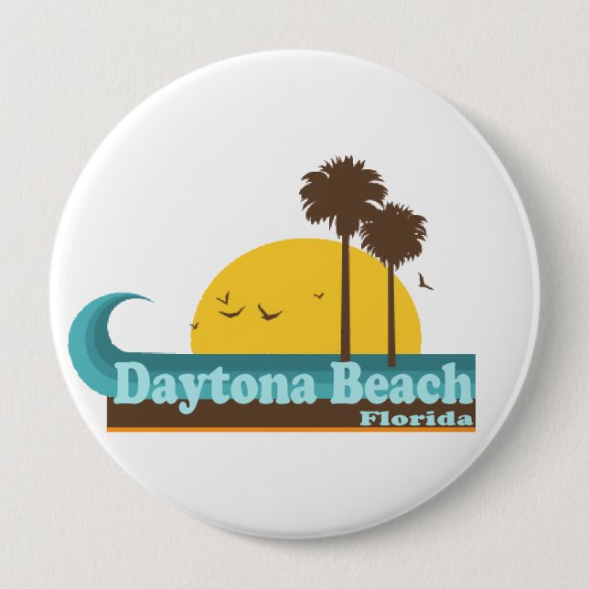 Daytona Beach. 10 Cm Round Badge (Front)