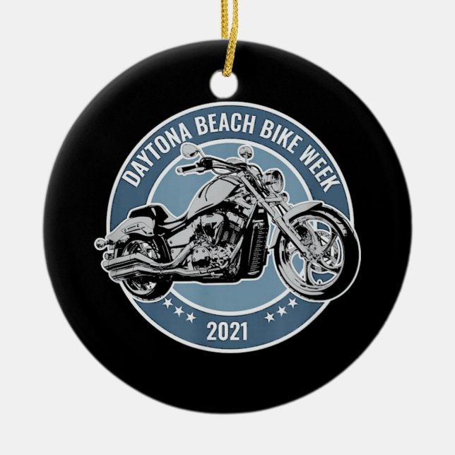 Daytona Beach Bike Week 2021 Ceramic Tree Decoration (Front)