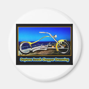 Daytona Beach Chopper Dreaming Yellow Gold Black T Magnet