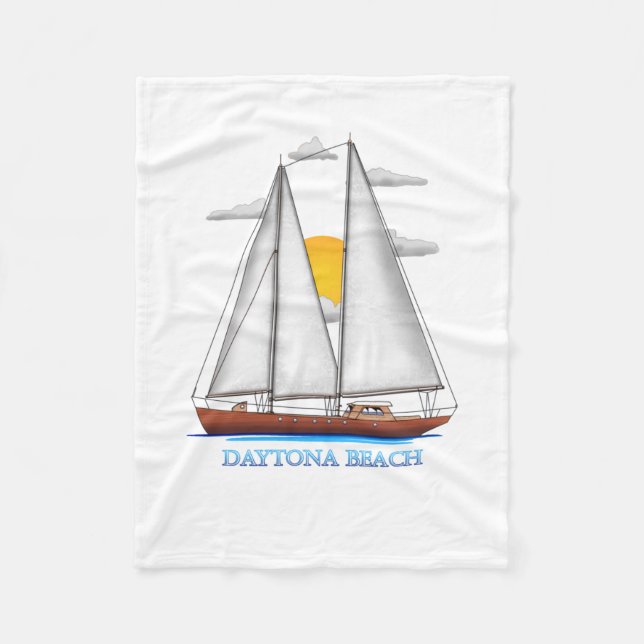 Daytona Beach Coastal Nautical Sailing Sailor Fleece Blanket (Front)