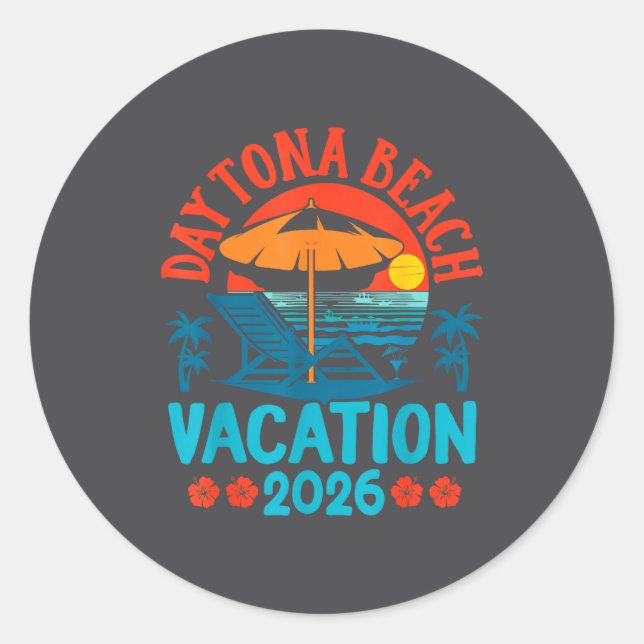 Daytona Beach Florida 2026 Family Vacation Summer  Classic Round Sticker (Front)