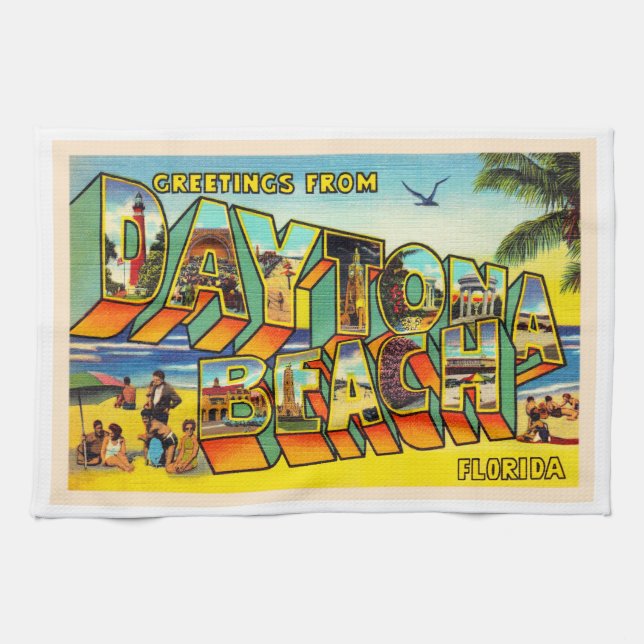 Daytona Beach Florida FL Large Letter Postcard Tea Towel (Horizontal)