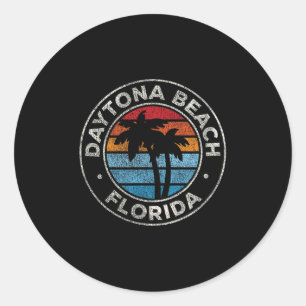 Daytona Beach Florida Fl Vintage Graphic Retro 70s Classic Round Sticker