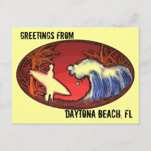 Daytona Beach Florida greetings surf postcard
