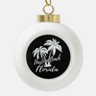 Daytona Beach Florida Palm Trees Beach Ceramic Ball Christmas Ornament