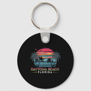 Daytona Beach Florida Summer Vacation Retro Design Key Ring