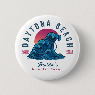 DAYTONA BEACH FLORIDA SUMMER WAVES VACATION 6 CM ROUND BADGE