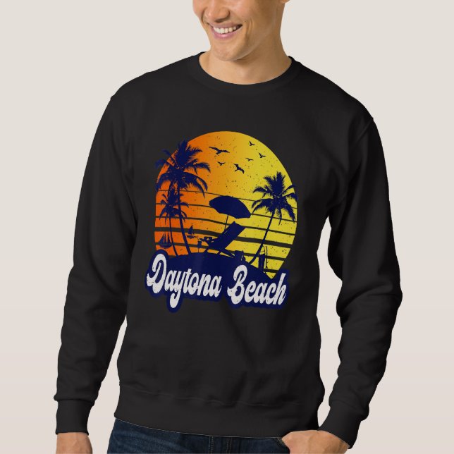 Daytona Beach Florida Sunset Beach Retro Sweatshirt (Front)