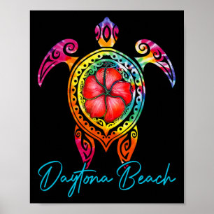Daytona Beach Florida Tie Dye Sea Turtle Vacation Poster