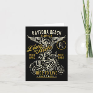 Daytona Beach Florida Usa Motorcycle Distressed De Card