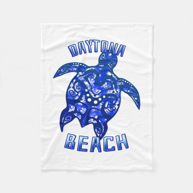 Daytona Beach Florida Vacation Tribal Turtle Fleece Blanket (Front)