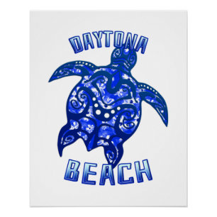 Daytona Beach Florida Vacation Tribal Turtle Poster