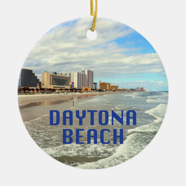 Daytona Beach photo with name Ceramic Tree Decoration (Front)