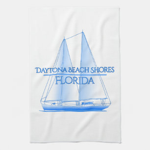 Daytona Beach Shores Coastal Nautical Sailing Sail Tea Towel