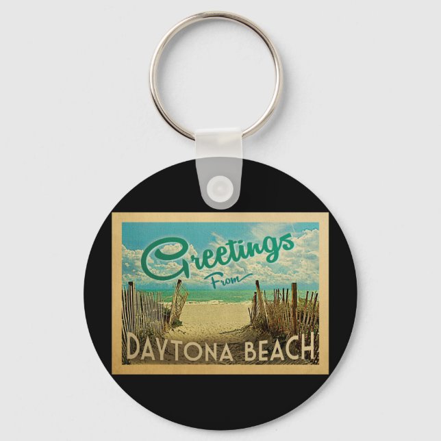 Daytona Beach Vintage Travel Key Ring (Front)