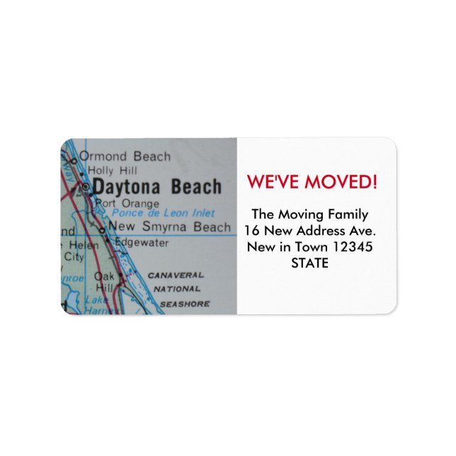Daytona Beach We've Moved label (Front)