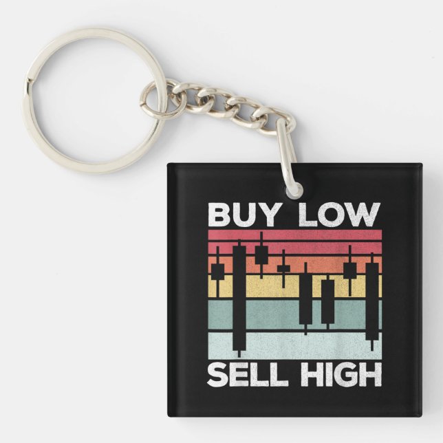 Daytrading Buy low sell high Candlesticks  Key Ring (Front)