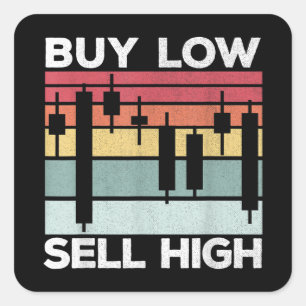 Daytrading Buy low sell high Candlesticks Square Sticker