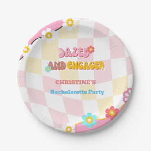 Dazed And Engaged Bachelorette Party Decor 70'S  Paper Plate