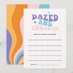 Dazed and Engaged Groovy Retro Bachelorette Bride Advice Card