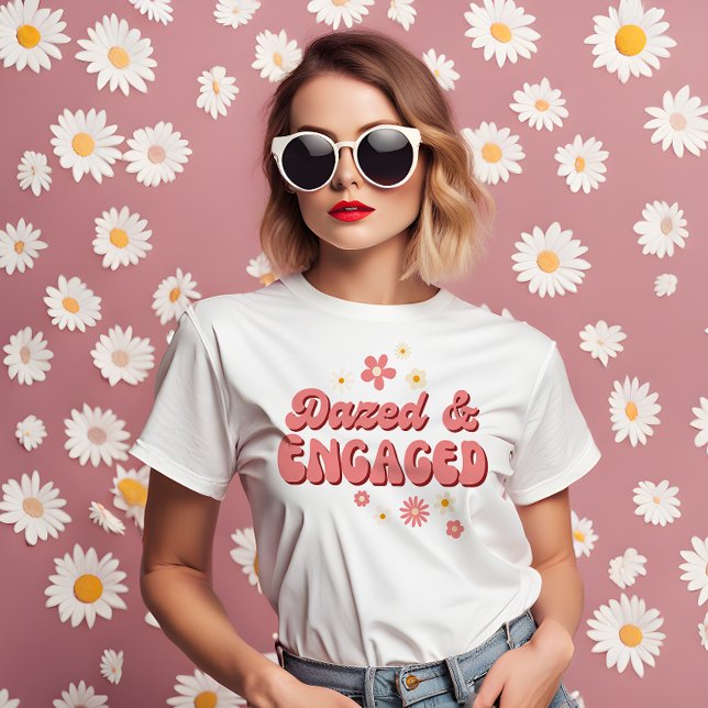 Dazed and engaged groovy retro daisy bachelorette T-Shirt (Dazed and engaged groovy retro daisy bachelorette T-Shirt dusty pink daisy bachelorette shirt)
