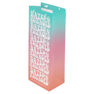 Dazed and Engaged Pink Aqua Retro Wine Gift Bag