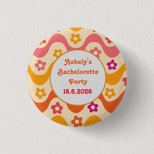 Dazed and Engaged retro 70s Bachelorette party    3 Cm Round Badge