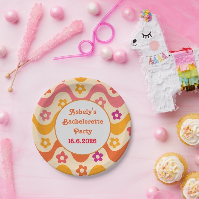 Dazed and Engaged retro 70s Bachelorette party    Paper Plate (Party)