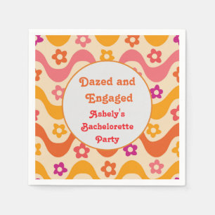 Dazed and Engaged retro Floral Bachelorette party Napkin