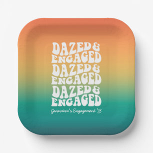 Dazed and Engaged   Retro Typography Paper Plate