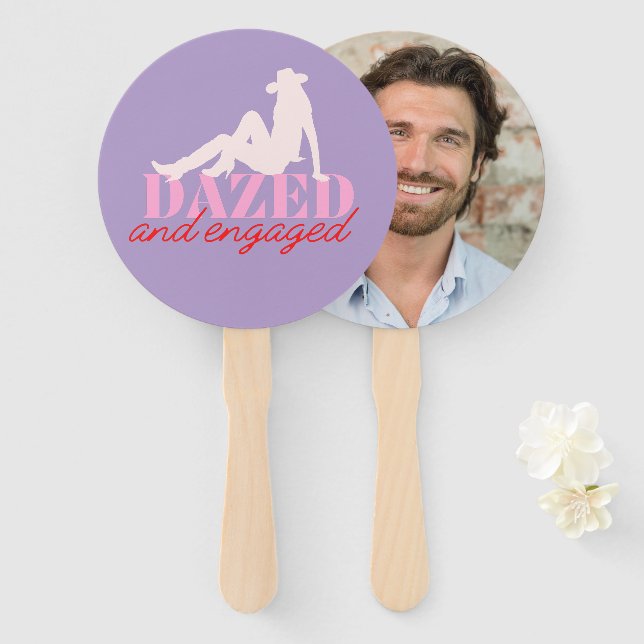 Dazed & Engaged Bachelorette Grooms Face Hand Fan (Front and Back)