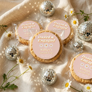 Dazed & Engaged Groovy 70s Bachelorette Party Classic Round Sticker