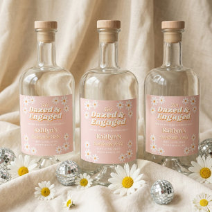 Dazed & Engaged Groovy 70s Bachelorette Party Liquor Bottle Label