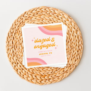 Dazed & Engaged Groovy Pink & Orange Bachelorette Napkin