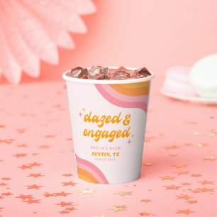 Dazed & Engaged Groovy Pink & Orange Bachelorette Paper Cups