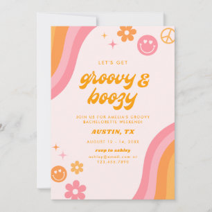 Dazed & Engaged Pink & Orange Bachelorette 4 Day Invitation