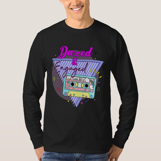 Dazed Engaged Retro 90s Bride Groom Cassette Bache T-Shirt (Front)