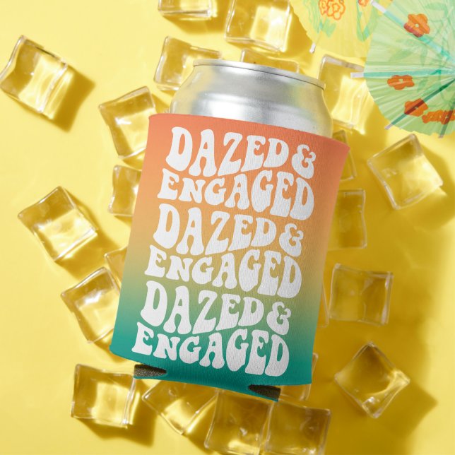 Dazed Engaged Retro Bridal Shower  Can Cooler (In Situ Summer)