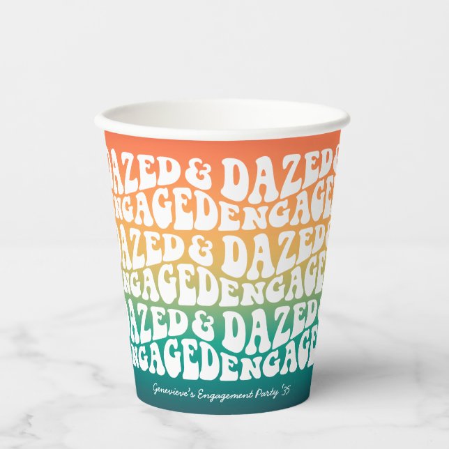 Dazed Engaged Retro Engagement Party Paper Cups (Front)