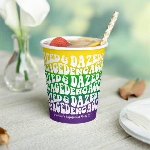 Dazed Engaged Retro Mardi Gras Engagement Party Paper Cups