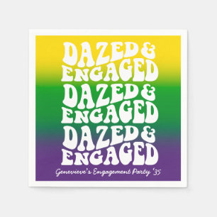 Dazed Engaged Retro Mardi Gras Napkin