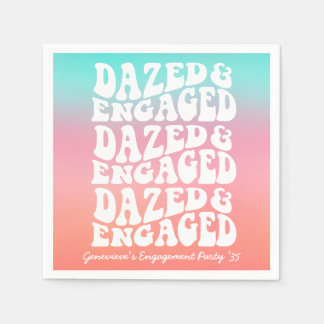 Dazed Engaged Retro Pink Aqua Napkin